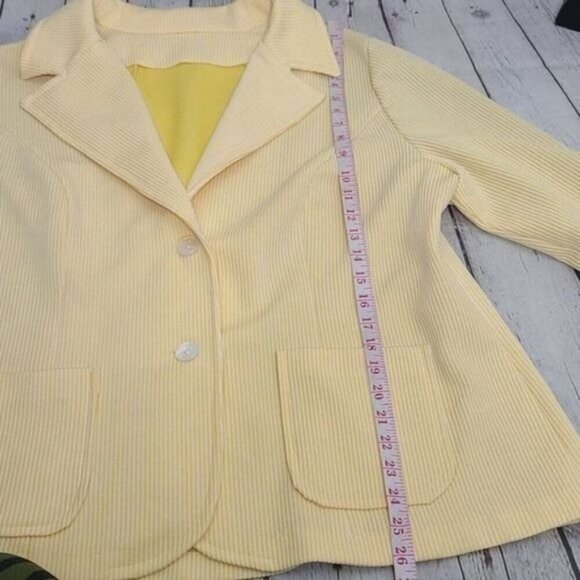 Vintage 70s Yellow White Striped Preppy Blazer - Picture 8 of 10